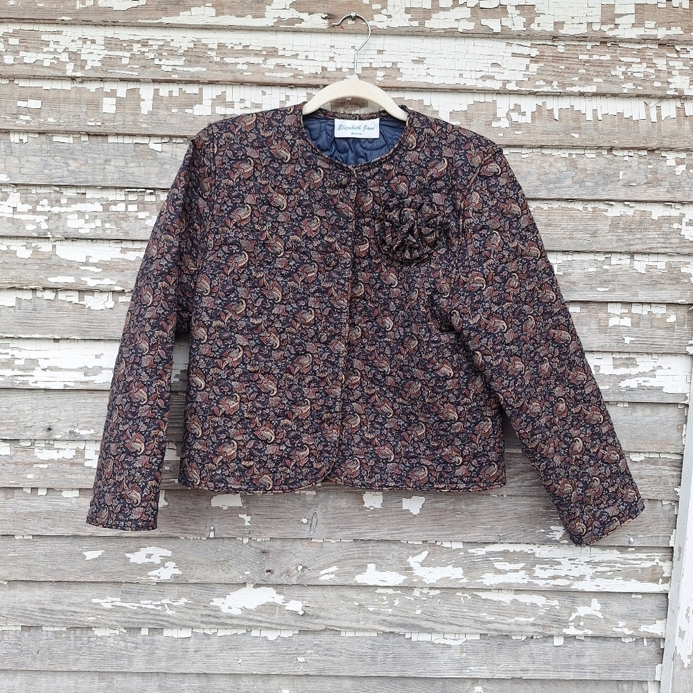 Elizabeth Jane Quilted Paisley Jacket Size Medium